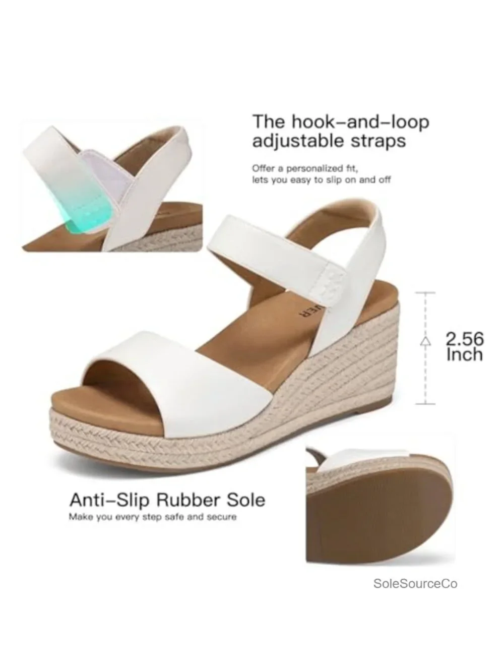 Women's Espadrille Wedge Sandals with Arch Support, Cushioned Footbed,